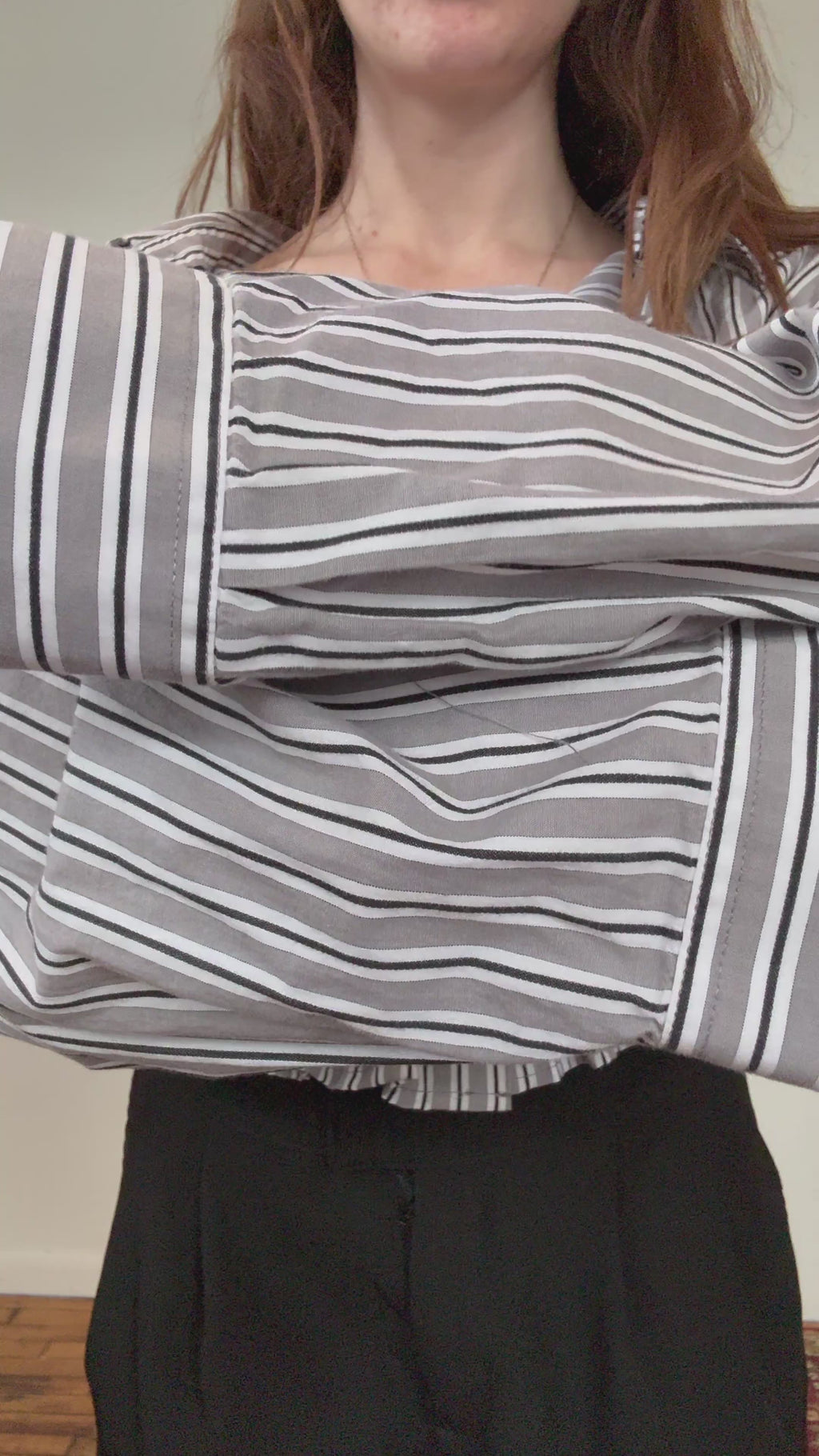 Marielle Top / Gray Contrast Stripes / LXL