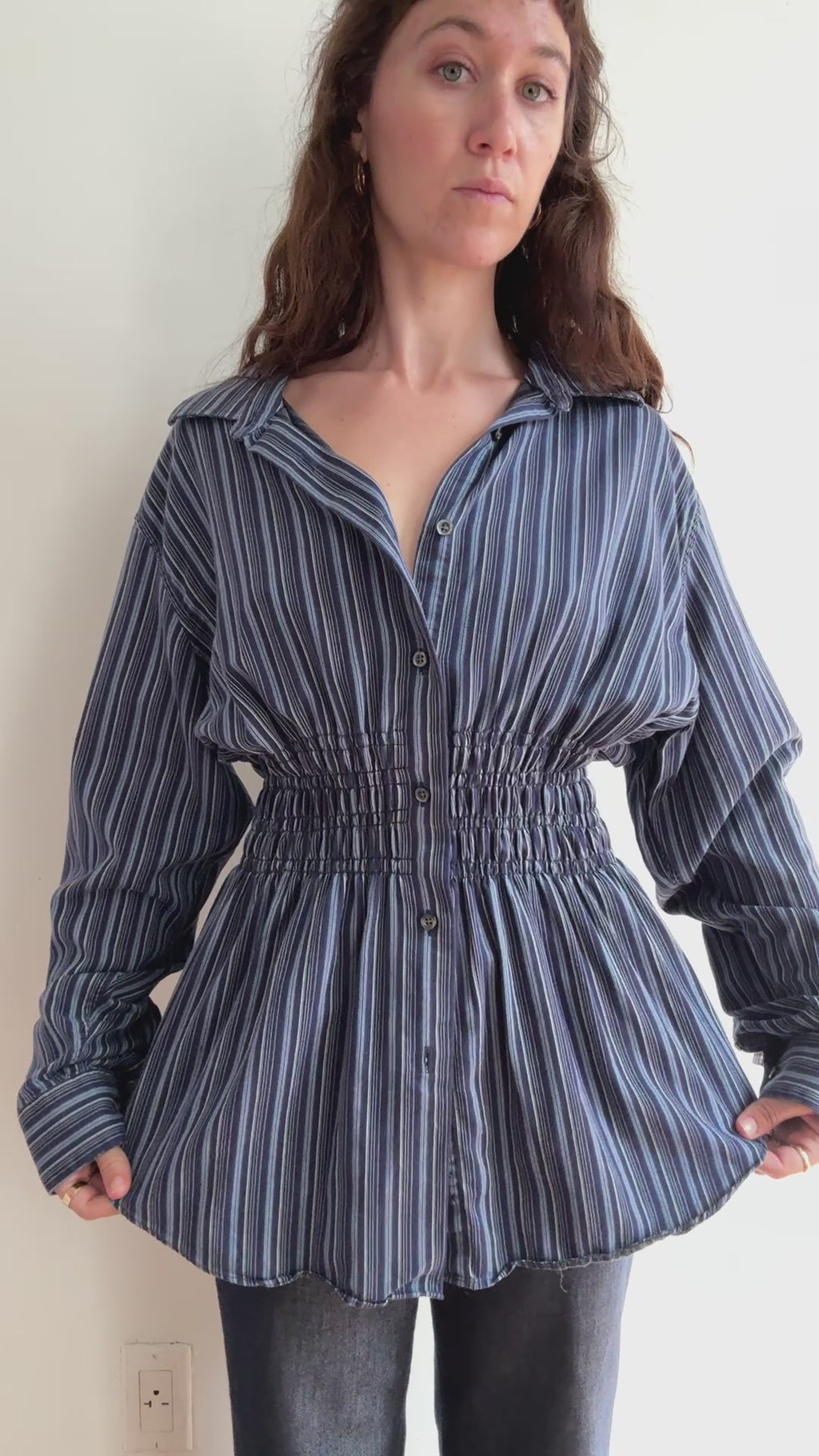 Elodie Top in Eclectic Blue Stripes (M/L)