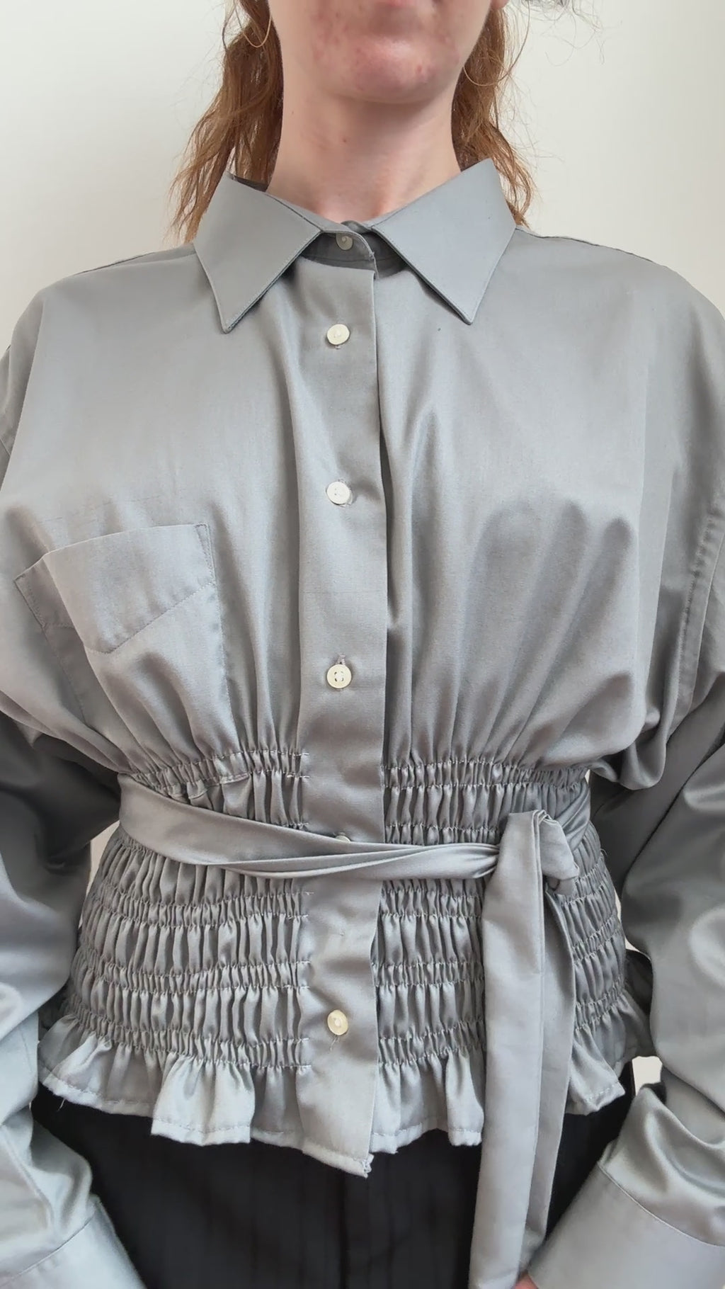 MARIELLE TOP in Sheen Gray (L/XL)