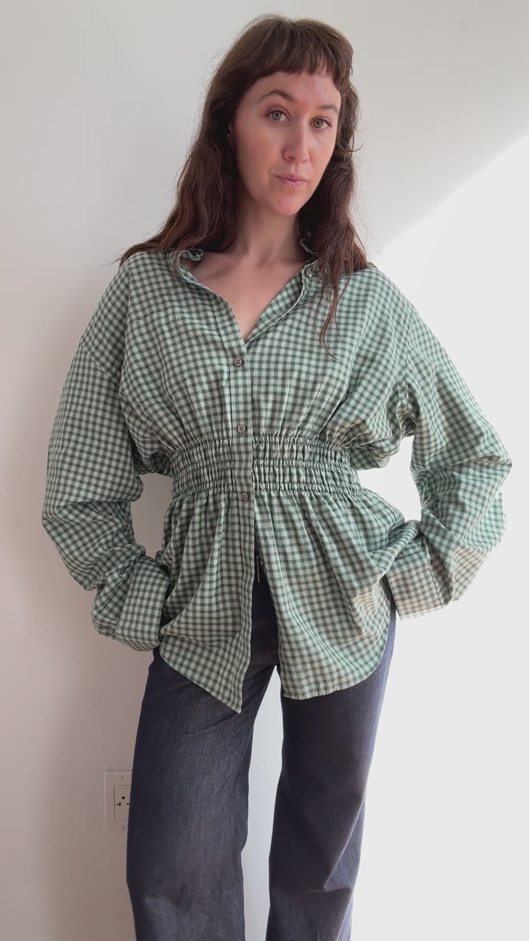 Elodie Top in Green Plaid (M/L)